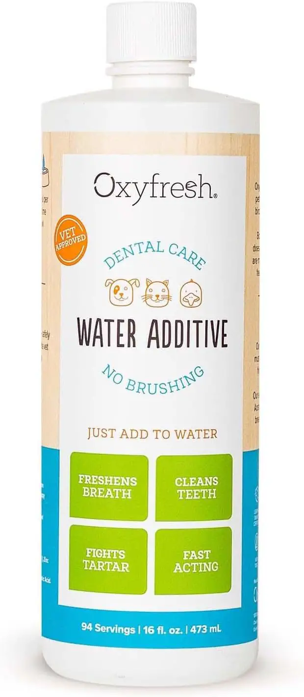 Oxyfresh water additive for dog dental health